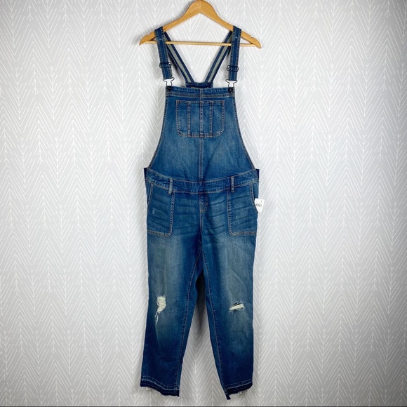 INDIGO BLUE Side Panel Letdown Hem Maternity Overalls NWT. - Picture 4 of 13